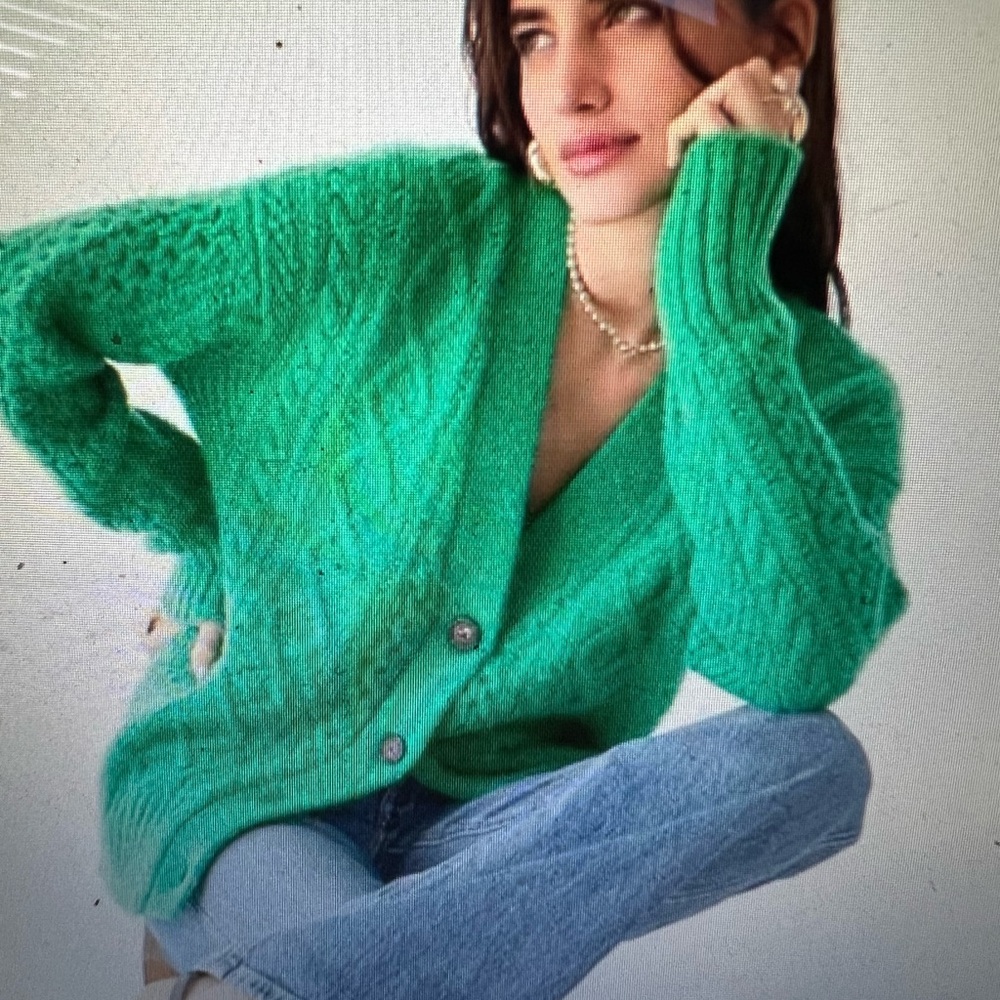 New with tag J.Crew cable knit stretch wool cardigan. Gorgeous!